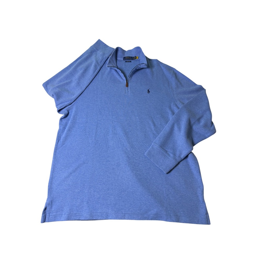 Polo Ralph Lauren Quarter Zip Pullover Mens XL Blue Excellent Estate Rib Pony